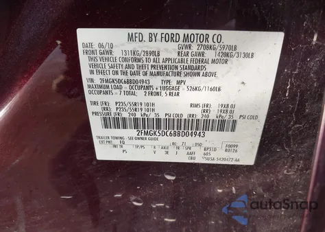 2011 Ford Flex Limited z USA, uszkodzony, nr VIN 2FMGK5DC6BBD04943